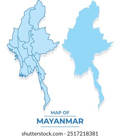 Vetor Mayanmar mapa definir simples plano e esboço estilo ilustração