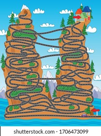 Vector maze. Car on the road.