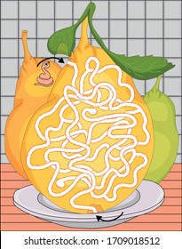 Vector maze. Easy pear maze for kids.