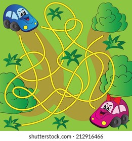 Vector maze game with funny cars 