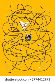 Vector maze game golf. Choose a right golf club and draw a line to the hole.