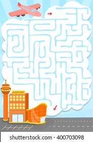 Vector maze game with plant to the airport