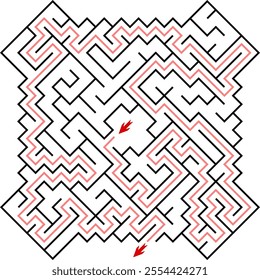 Vector maze inside the shape of a jewel. Find the way out from center of labyrinth. Medium level difficulty puzzle for childrens and adults