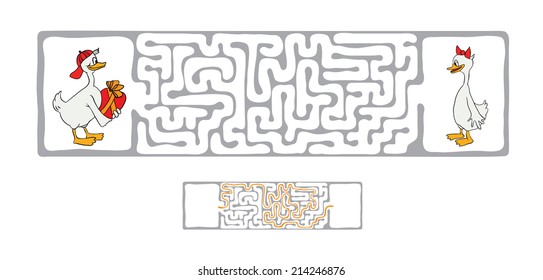 Vector Maze, Labyrinth education Game for Children with Ducks.