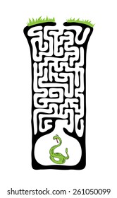 Vector Maze, Labyrinth education Game for Children with Snake