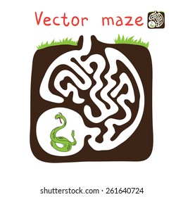 Vector Maze, Labyrinth education Game for Children with Snake