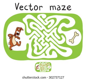 Vetor Maze, Labirinto jogo de educação para crianças com cão e osso.