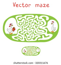 Vector Maze, Labyrinth Education Game für Kinder mit Enten