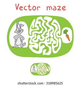 Vector Maze, Labyrinth Game for Children with Rabbit  and Carrot.
