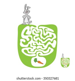 Vector Maze, Labyrinth Game for Children with Rabbit  and Carrot.