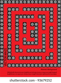 vector maze made of mosaic pieces isolated on red background with place for your text, creative computer graphic design,page layout