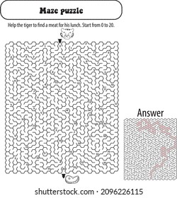 vector : maze puzzle (number 0-20) for kids learning number