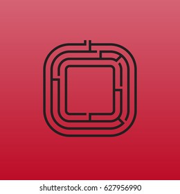 vector maze square red background