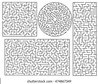 Vector Maze templates. Circle and square labyrinth sample