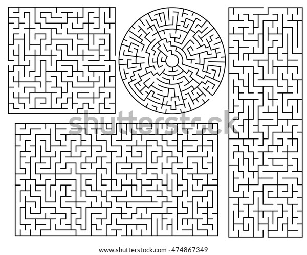 Vector\
Maze templates. Circle and square labyrinth\
sample
