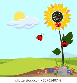 vector of meadow and flower scenery