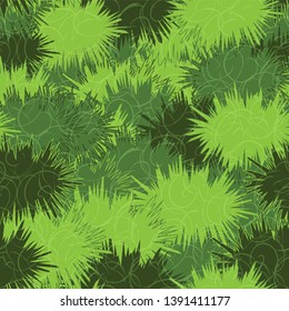 Vector meadow grass seamless texture background in a cartoon style. Fully editable and recolorable.