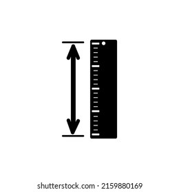 Vector measurement ruler icon. Black icon. Modern flat design vector illustration, quality concept for web banner, web and mobile application, infographics. Vector icon isolated on gradient background
