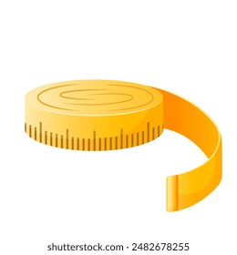 Vector measuring tape icon isolated on white background.	
