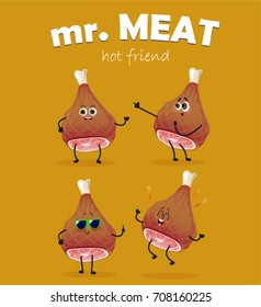 Vector. Meat character collection.