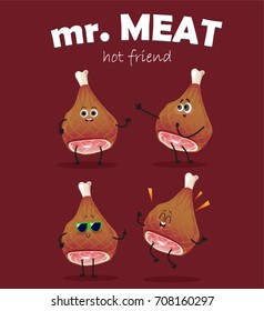 Vector. Meat character collection.