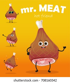 Vector. Meat character collection.