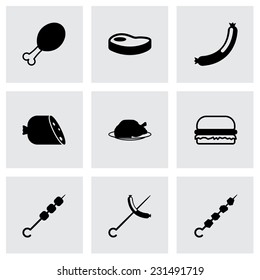 Vector meat icon set on grey background