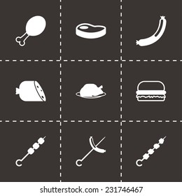 Vector meat icon set on black background