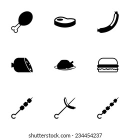 Vector meat icon set on white background