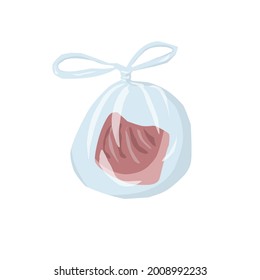 Vector meat inside the transparent plastic.
