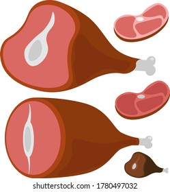 Vector meat leg. Meat delicacy isolated on a white background.