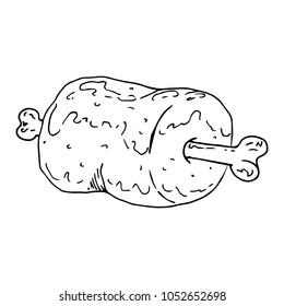 Vector of meat on bone. Grilled meat on the bone. Cooked meat. Fragrant fried hot meat. Hand drawn.