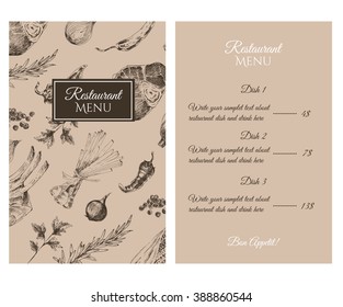 vector meat steak sketch drawing menu designer template. food hand-drawn backdrop for restaurant identity