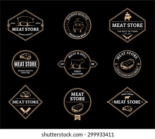 Vector meat store design elements, label and icons.