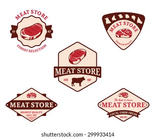 Vector Meat Store Design Elements, Label And Icons.