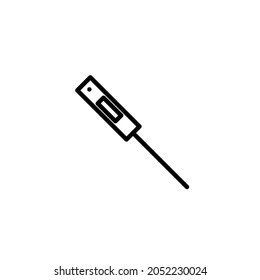 Vector meat thermometer line icon. Editable stroke. Minimal kitchen illustration. Simple thermostat pictogram.