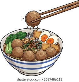 Vector Albóndigas con comida deliciosa