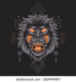 vector mecha illustration wild animal head with geometry