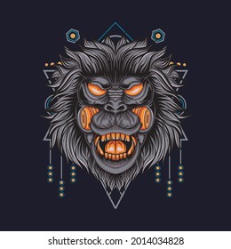 vector mecha illustration wild animal head with geometry