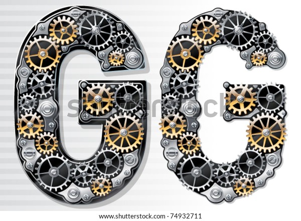 Vector Mechanical Alphabet Gears Letter G Stock Vector (Royalty Free ...