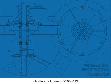 Vector Mechanical engineering drawings. Vector blue background