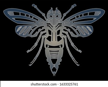 vector mechanical  insect, steampunk graphic