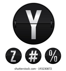 Vector of mechanical timetable round shape , mechanical scoreboard numbers , number Y , Z , # , % isolated on white background.