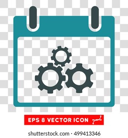 Vector Mechanics Gears Calendar Day EPS vector pictograph. Illustration style is flat iconic bicolor soft blue symbol on a transparent background.