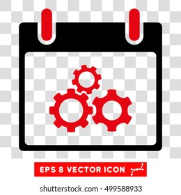 Vector Mechanics Gears Calendar Day EPS vector icon. Illustration style is flat iconic bicolor intensive red and black symbol on a transparent background.