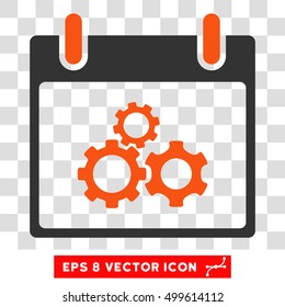 Vector Mechanics Gears Calendar Day EPS vector pictogram. Illustration style is flat iconic bicolor orange and gray symbol on a transparent background.