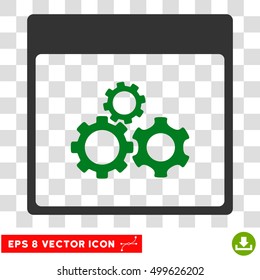 Vector Mechanics Gears Calendar Page EPS vector pictogram. Illustration style is flat iconic bicolor green and gray symbol on a transparent background.