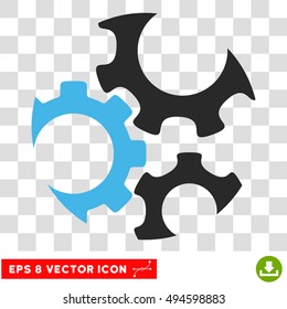 Vector Mechanics Gears EPS vector pictogram. Illustration style is flat iconic bicolor blue and gray symbol on a transparent background.