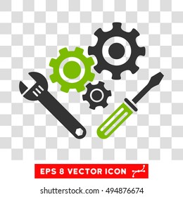 Vector Mechanics Tools EPS vector pictograph. Illustration style is flat iconic bicolor eco green and gray symbol on a transparent background.