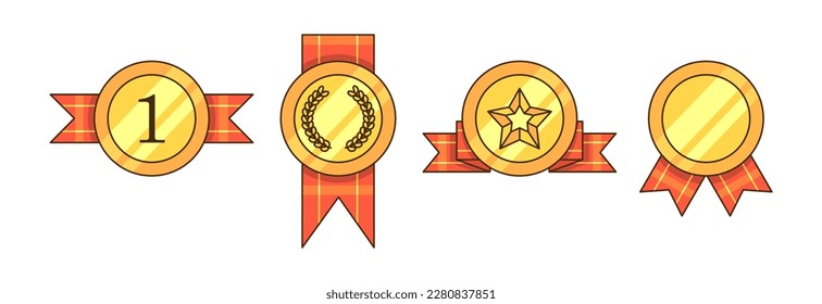 Vector medal collection set kinds of medal with ribbon vector illustration
